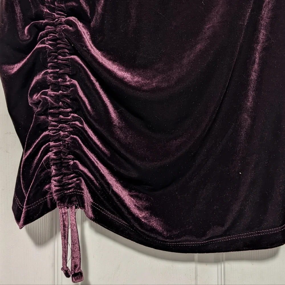 Arizona Jean Co Burgundy Velvet Ruched Mini Skirt XXL Plus Size Y2K Party